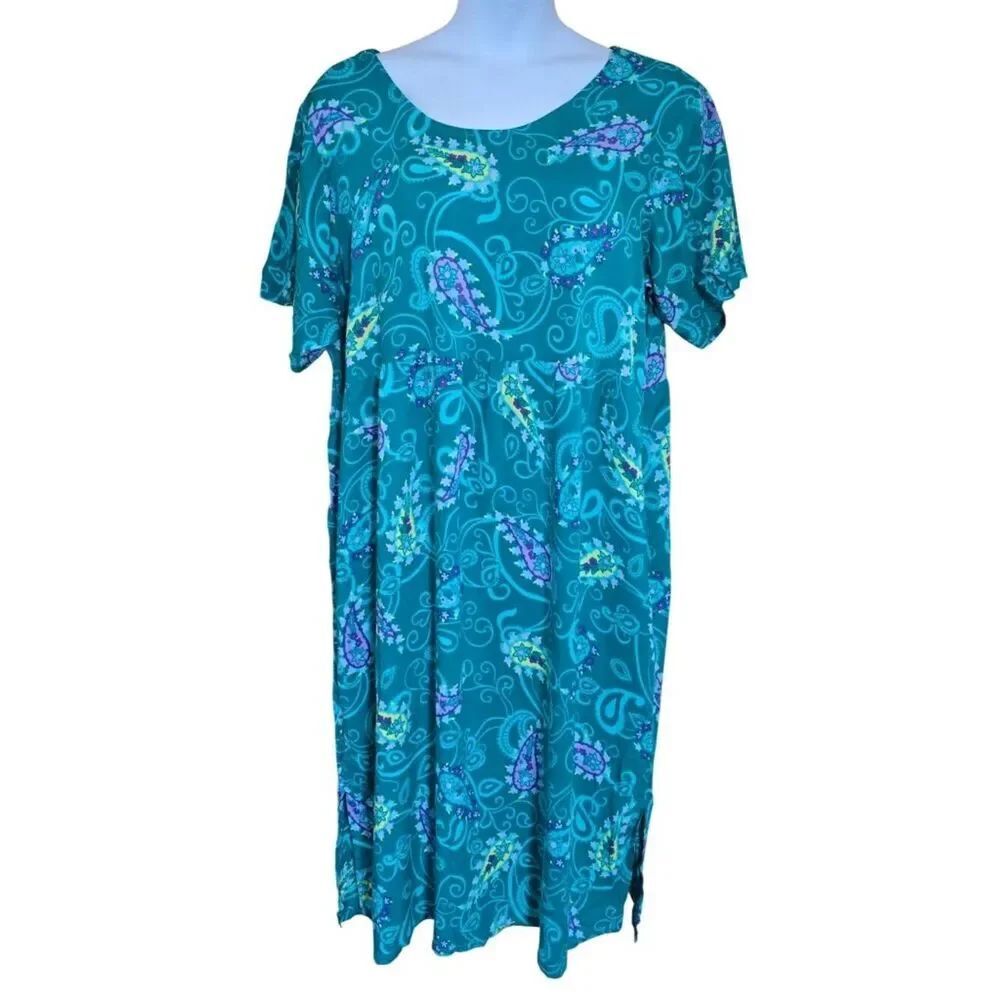 Diane Von Furstenberg Teal Paisley Dress Vibrant Comfort cottagecore grannycore